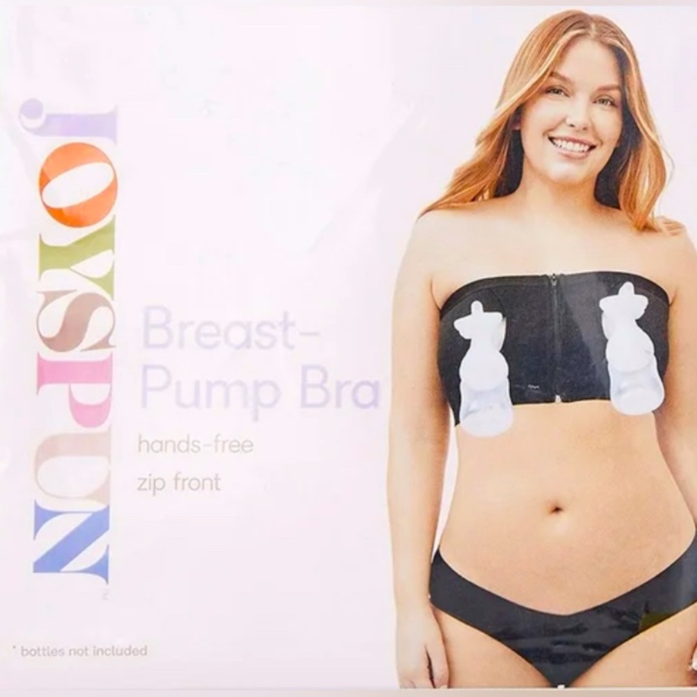 Joyspun Breast-Pump Bra Zip Front Black Sizes XL-3X NWT